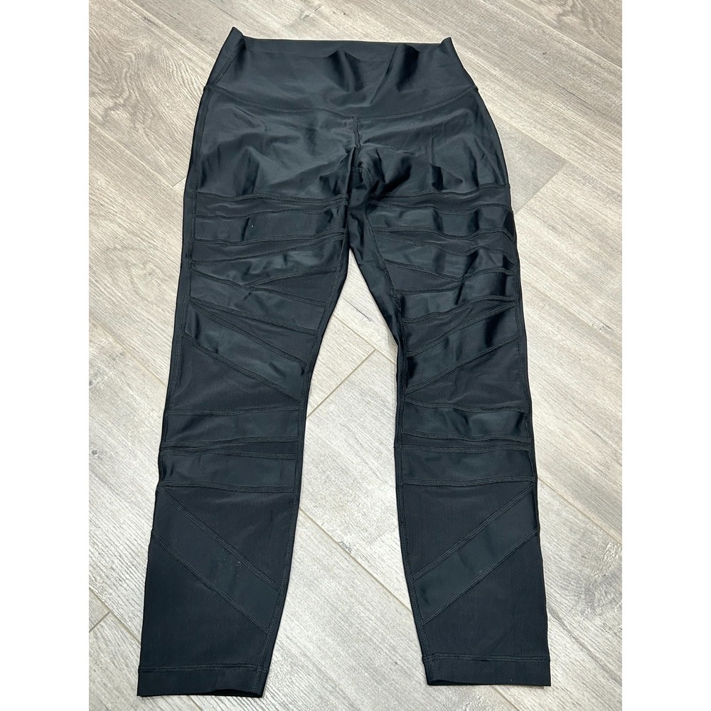 Lululemon High Times Leggings Black Mesh Womens 6? Running Yoga Gym Activewear